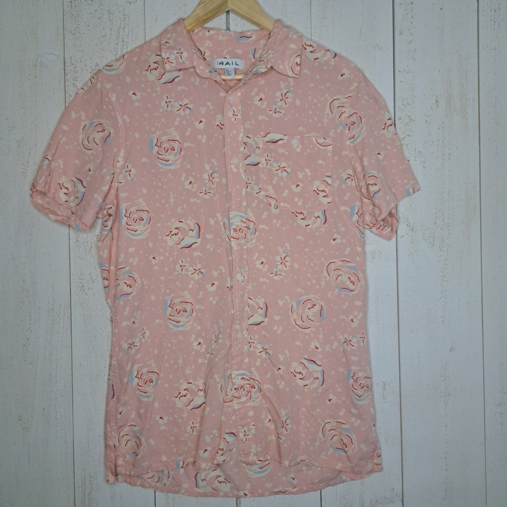 Summer Retro Vacationcore The Rail Men's M Short Sleeve Button Down Soft Floral